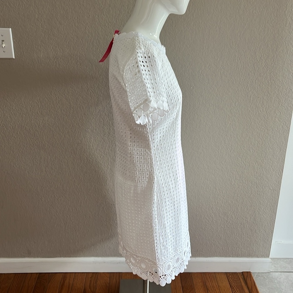 NWT Lilly Pulitzer Jennifer Shift Resort Grid White Eyelet Dress Sz 4 - Picture 6 of 10